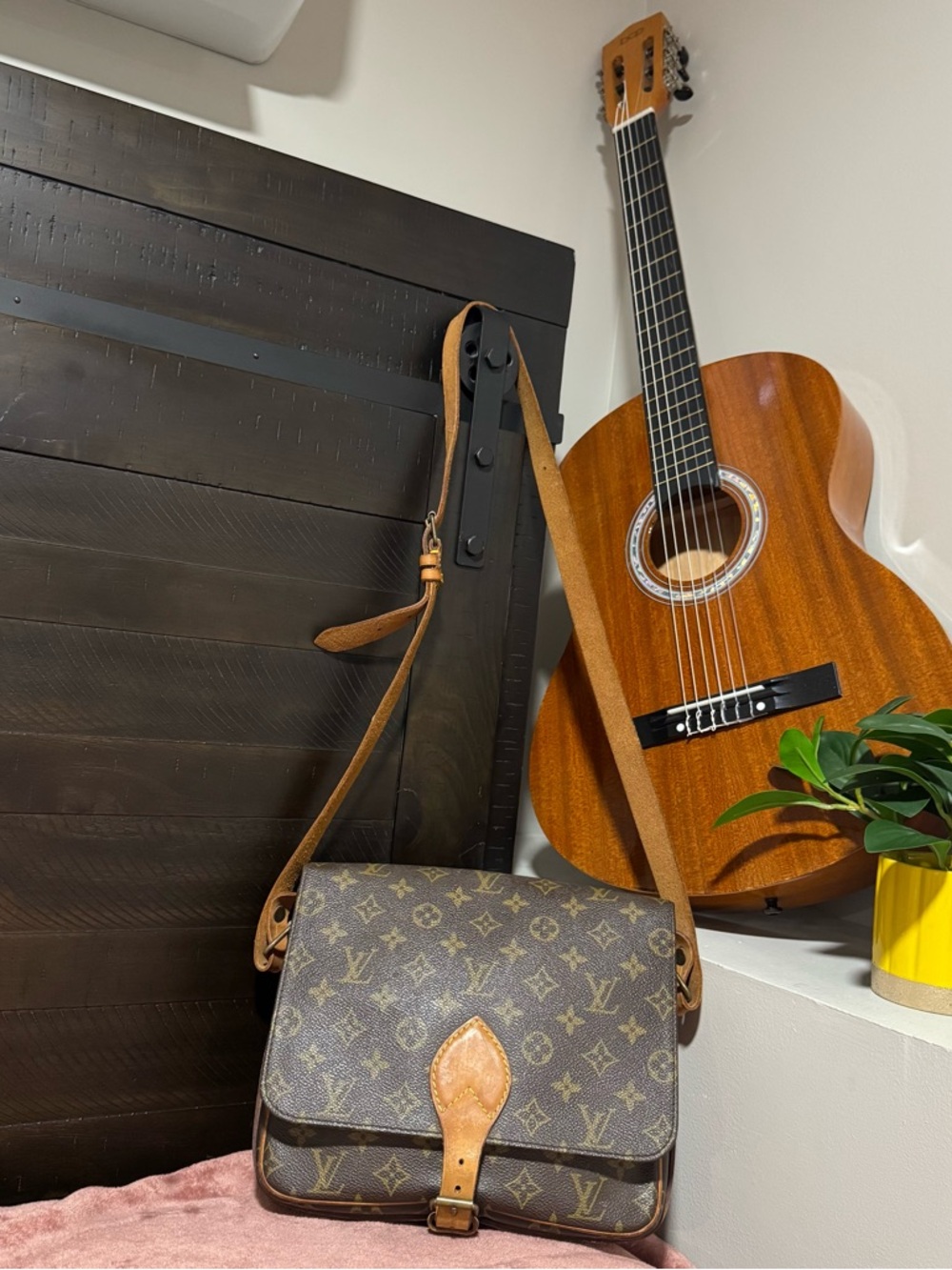 Louis Vuitton Monogram Canvas Shoulder Bag in Brown and Tan